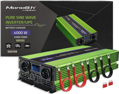 Inverter Monolith 51943, 4000W, 12V në 230V, jeshil