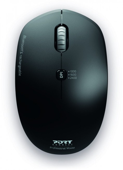 Maus portativ Port Designs 900707, pa kabllo, Bluetooth USB, 2400 DPI, i zi