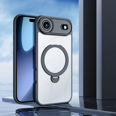 Mbulesë telefoni Dux Ducis Aimo Mag për iPhone 17 Air, me unazë magnetike, bëhet dhe stand, e zezë