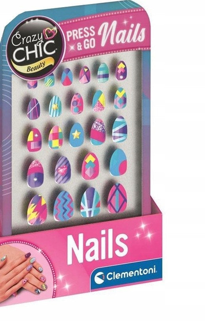Set manikyri Clementoni Pazzamente Chic Tips for Glamour Nails, 24 copa, për fëmijë