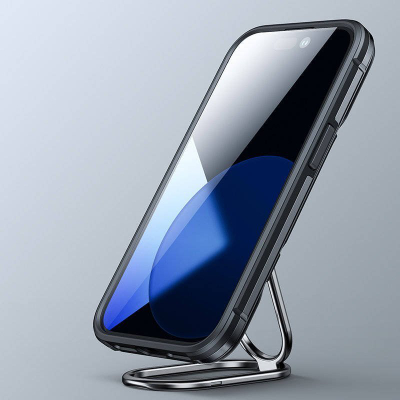 Maskë mbrojtëse Joyroom Dual Hinge për iPhone 14 Pro, unazë rrotulluese, mbrojtje e fortë, e zezë