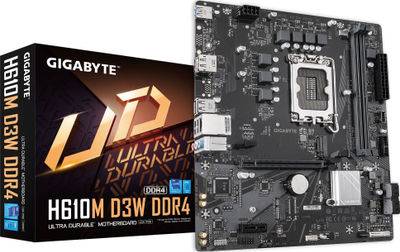 Pllakë amë Gigabyte H610M D3W, DDR4 3200MHz, M.2 PCIe 3.0, e zezë