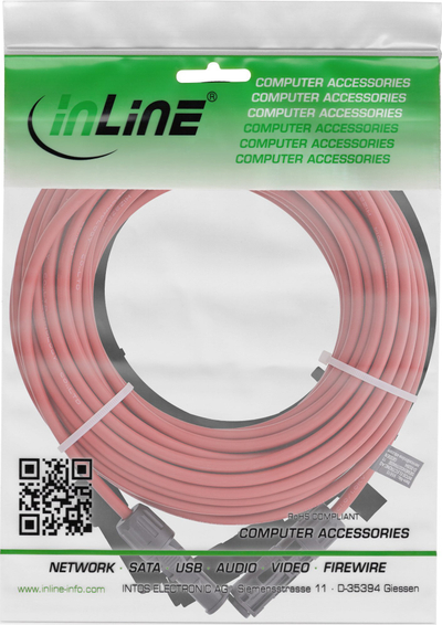Set zgjatues kabllo solare InLine, 4mm, 15m, zi kuqe