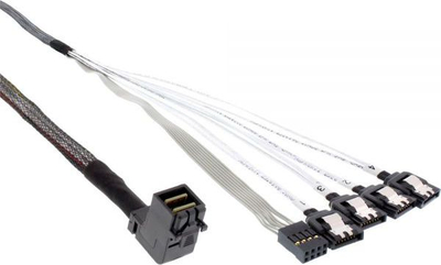 Kabllo Mini SAS InLine SFF 8643 në SATA x4, 0.5m, gri
