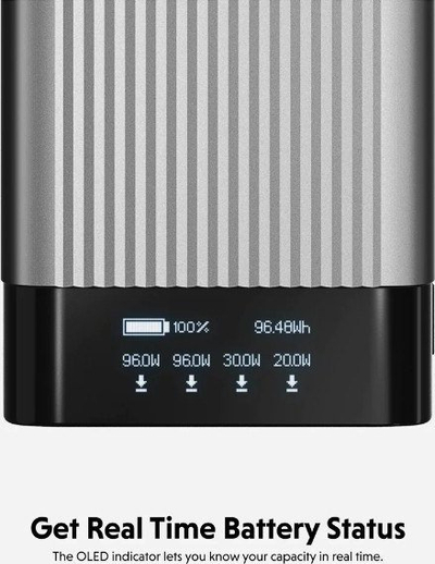 Power bank HYPER HJ245B, 27000 mAh, 100W, ngjyrë argjendi