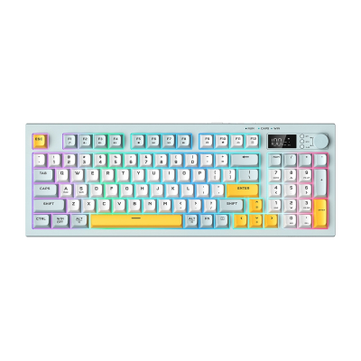 Tastierë wireless ONIKUMA G80, 94 taste, RGB, gri me të verdhë
