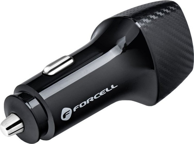 Полнач за автомобил Forcell Carbon, USB C PD 20W, со кабел Lightning, црн