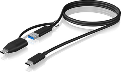 Kabllo USB ICY BOX IB-CB034, USB-C në USB-C me adapter USB-A, USB 3.2 Gen 2, 1m, e zezë