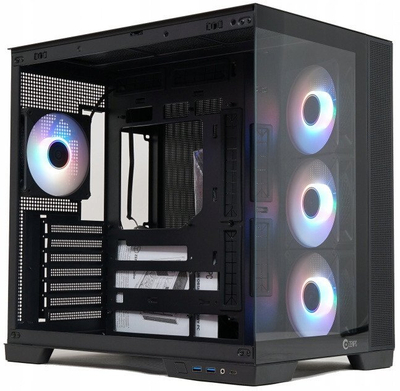 Kutia e kompjuterit ZENPC Cube, Micro Tower, me 4 ftohësa ARGB, e zezë