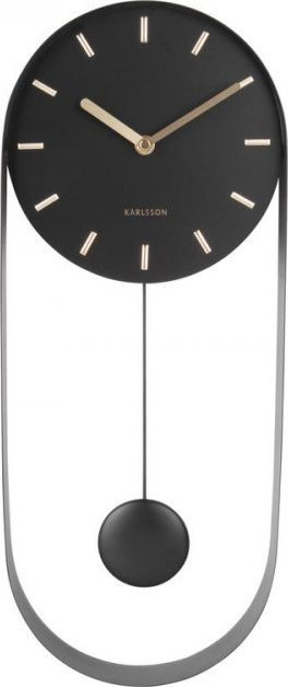 Orë muri Karlsson Pendulum Charm, çelik, 50x20 cm, e zezë