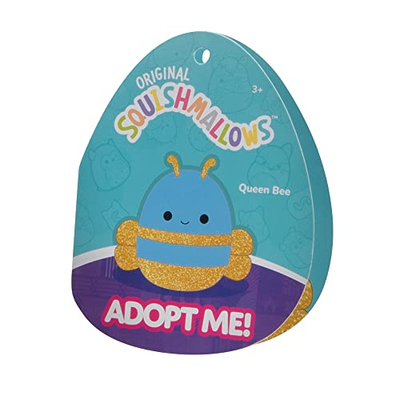 Lodër pellushi Squishmallows Queen Bee, 14", super e butë, blu me ari