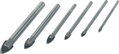 Set stërvitjesh për qeramikë dhe xham Bruder Mannesmann M54806, 6 copë, fole cilindrike, ngjyrë metalike