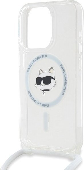 Маска за телефон Karl Lagerfeld Choupette Head Cord, за iPhone 14 Pro, MagSafe, проѕирна