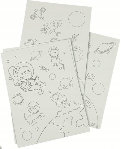Set vizatimi me gërvishtje Scratch Space Artcards, 9 fletë, me stilolaps, me figura nga hapësira