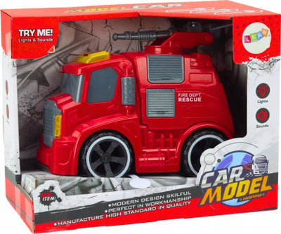 Играчка камион пожарникар Lean Toys, светла и звуци, црвен