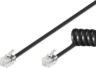 Kabllo spiral për receptor telefoni Wentronic Goobay 50270, 2 m, RJ10 në RJ10, i zi