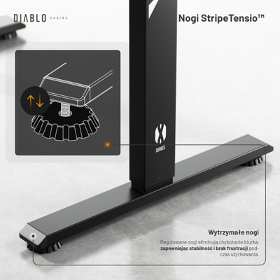 Tavolinë gaming Diablo Chairs X-Tensio 1100, rregullim elektrik i lartësisë, 110 x 60 cm, e zezë