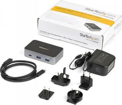 Hub USB C StarTech me 3 porta, LAN Gigabit, 10 Gbps, gri e zezë