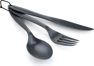 Set takëmesh GSI Outdoors 3 Pc Ring Cutlery, 3 copë, plastikë pa BPA, gri
