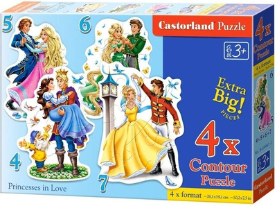 Puzzle Castorland CSB04461 Princesses in Love, 4x kontur, copa shumë të mëdhaja, shumëngjyrëshe