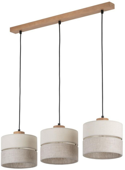 Lampë varëse TK Lighting Eco 5771, 3xE27, dru dhe tekstil, bezhë