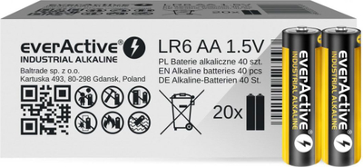 Bateri alkaline EverActive Industrial AA R6, 2700mAh, set 40 copë