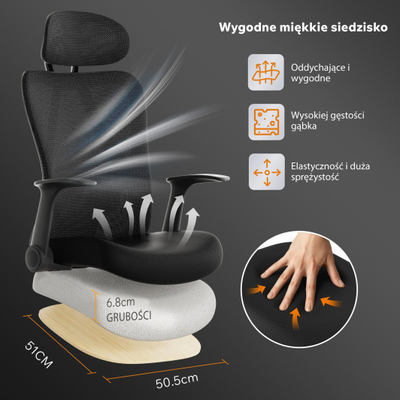 Karrige zyre SENSE7 Noxo, ergonomike, me mbështetëse koke, e zezë