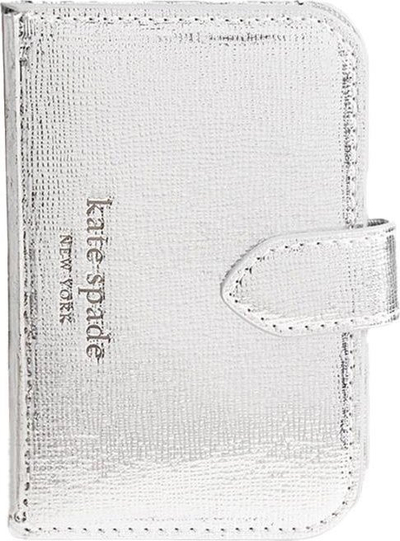 Portofol MagSafe Kate Spade Morgan, mbajtëse kartash, mbyllje me magnet, argjendtë metalik