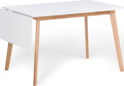 Tavolinë ngrënie Beliani MEDIO, zgjatese 120–155 cm, MDF, e bardhë