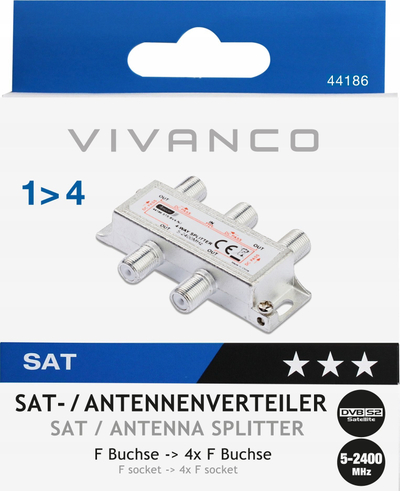 Shpërndarës antene Vivanco STS BV4-NJ, 4 dalje, 5-2400 MHz, trup metalik