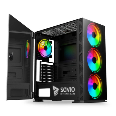 Kasë SAVIO PC Case Prime X1 ARGB Glass, e zezë