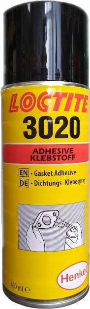 Лепак спреј Loctite 3020, 400 ml, отпорен на масло и гориво, со ракавици