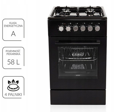 Shporet me gaz edhe elektrik MPM MPM-56-KGM-12B, 50 cm, 58 L, i zi