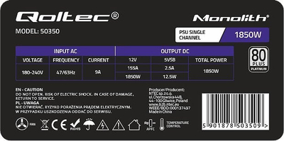 Burim energjie Qoltec Gaming Miner 50350 Inny, 1850W