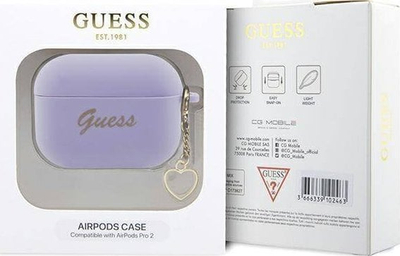 Mbulesë Guess Heart Charm GUAP2LSCHSU për Apple AirPods Pro 2, silikon, vjollcë