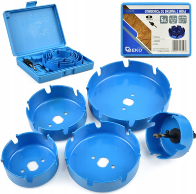 Set sharra rrethore për dru Hole Saw, 64–127mm, 5 copë, me karbid