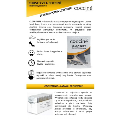 Pecetë pastruese Coccine Clean Wipe, për lëkurë të lëmuar, njëpërdorimshme