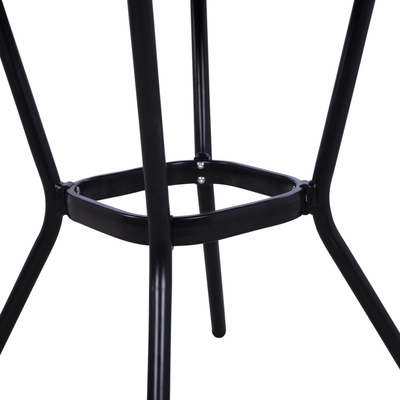 Tavolinë alumini 70×70×76 cm pamje bambu me xham (HM5568.02), zezë
