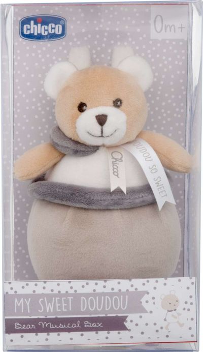 Lodër muzikore Chicco Doudou Music Box Bear 9618, arush pelushi, e bezhë