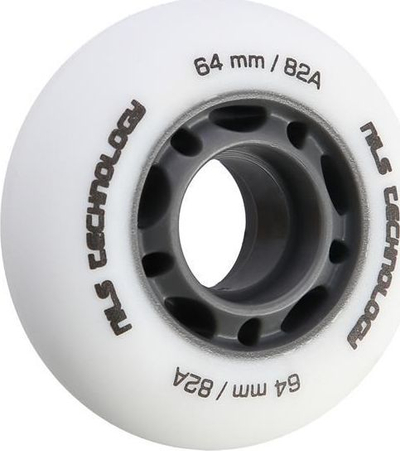 Rrota patinash Nils PU, 64 mm 82A, set 4 copë, e bardhë mat