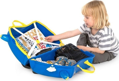 Детски куфер Trunki Ride-On Police Patrol Car Percy, 18L, син