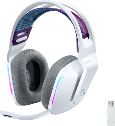 Гејминг сет Logitech G733 Lightspeed + G Pro X Superlight 2, безжичен, RGB, бел