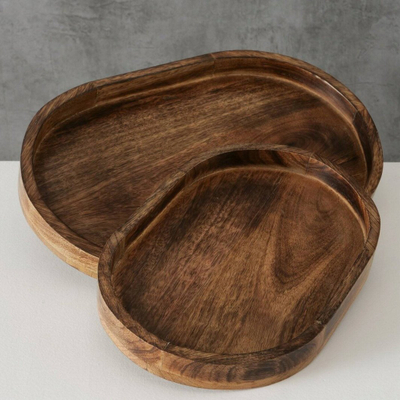 Set tabakash dekorative BANJADO Ovolio, dru mango, oval, natyral
