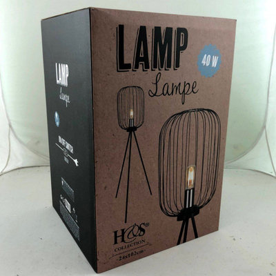 Lampë dyshemeje H&amp;S Collection Tripod, metal, 102cm, e zezë
