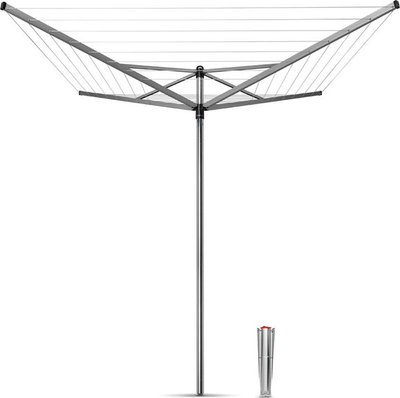 Tharëse rrotulluese Brabantia Topspinner 40m, 4 krahë, kunj metalik tokë, gri
