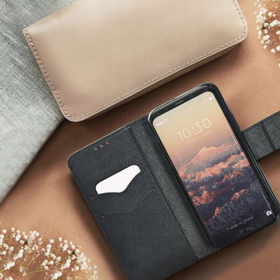 Kabllore telefoni Fancy Book për Xiaomi Redmi A1 A2, me portofol, me mbajtëse, e zezë me ari