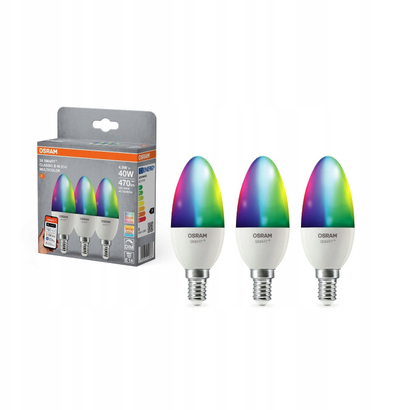 Llambë e zgjuar Osram SMART+ Frosted Candle, 4.9W, RGBW 470 lm, E14, set me 3 copa