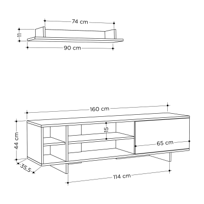 Komodë për TV Decortie Stockton 160 cm, kafe e hapur