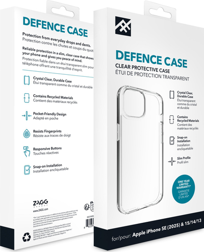 Mbulesë mbrojtëse IFROGZ Defence Case për iPhone 16e 15 14 13, transparente