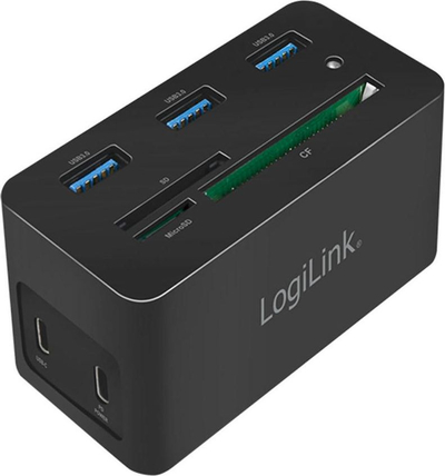 Zgjerues portash USB per lidhjeje LogiLink UA0370 USB‑C 3.2 Gen 1 10‑në‑1 HDMI RJ45 USB‑A USB‑C lexues SD/microSD/CF 60 W e zezë